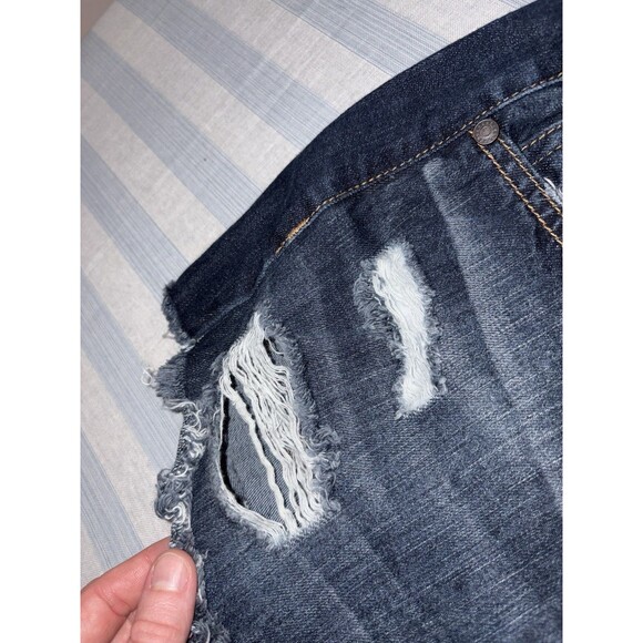 Y2K Refuge Jean Shorts Women’s Size 6 Dark Blue Denim Raw Hem Frayed Booty Short - Picture 6 of 11